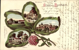 Lithographie Bad Bentheim In Niedersachsen, Badehaus, Kurhaus, Brunnen, Schloss, Hotel Bellevue - Other & Unclassified
