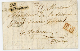 RARE EN PP COTE 90€ DROME LAC 1839 25/La Motte Chalancon CURSIVE + T11 DIE + PP (INDICE 12 EN PORT DU = 90€) - 1801-1848: Precursors XIX