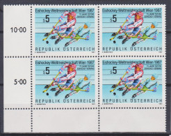 1987 , Mi 1877 ** (1) - 4 Er Block Postfrisch - Eishockey-Weltmeisterschaft 1987 In Wien - Unused Stamps