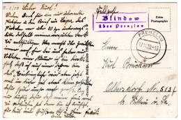 DR 1939, Landpost Stpl. BLINDOW über Prenzlau Auf Feldpost-Karte - Covers & Documents