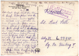 DR 1944, Landpost Stpl. WALDBRUNN über Würzburg Auf Feldpost-Karte - Lettres & Documents