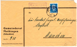 DR 1932, Landpost Stpl. MAIHINGEN Nördlingen Land Auf Gemeinderat-Brief M. 25 Pf - Briefe U. Dokumente