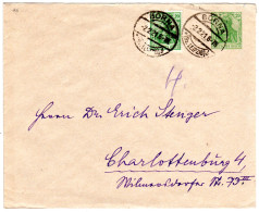 DR 1922, 20 Pf. Privatganzsachenumschlag M. Zusatzfrankatur V. Borna N. Berlin - Andere & Zonder Classificatie