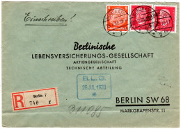 DR 1933, 8+2x15 Pf. Auf Portorichtigem Orts-Einschreiben Brief V. Berlin 7 - Lettres & Documents