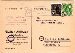 1948, Landpost Stpl. 20 HETTENSEN über Uslar Auf Firmen Karte M. 2+10 Pf. - Covers & Documents