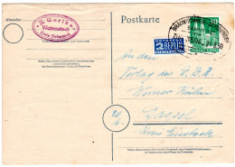 1950, Bahnpoststpl. Braunschweig-Schöningen Auf Karte M. 10 Pf. V. Watenstedt - Verzamelingen