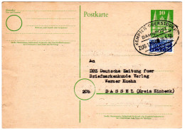 1950, Bahnpoststpl. Kempten-Oberstdorf Klar Auf 10 Pf. Ganzsache V. Sonthofen - Sammlungen