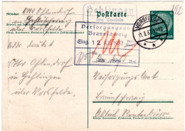 DR 1937, Landpoststpl. HEHLINGEN über Vorsfelde Auf 6 Pf. Ganzsache - Covers & Documents