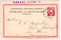 DR 1883, Klaucke Stempel HAGEN I.W. Klar Auf 10 Pf. Ganzsache - Lettres & Documents
