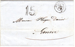 Schweiz 1856, Portostpl. 15 Auf Brief V. St. Croix N. Genf - Lettres & Documents