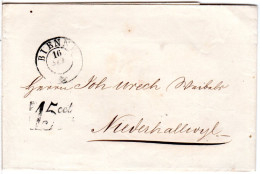 Schweiz 1852, Portostpl. 15cts Auf Brief V. Bienne N. Niederhallwyl - Storia Postale