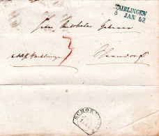 Württemberg 1852, Blaugrüner L2 WAIBLINGEN Auf Porto Brief N. Schorndorf - Prefilatelia