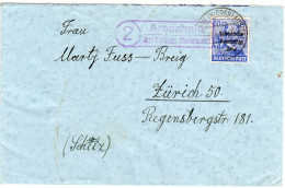 SBZ 1948, Landpost Stpl. 2 ARENZHAIN über Kirchhain Auf Brief M. 50 Pf. I.d. CH - Covers & Documents
