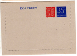 Schweden K 39, Ungebr. 35+5 öre Kartenbrief Ganzsache  - Lettres & Documents