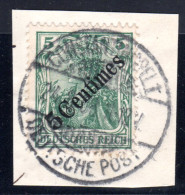 DP Türkei 48 B, 5 Centimes/5 Pf. Auf Briefstück M. Stpl. Constantinopel I.  - Deutsche Post In Der Türkei