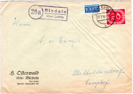 BRD 1952, Landpost Stpl. 20a BLEDELN über Lehrte Auf Brief M. 20 Pf.+Notopfer  - Brieven En Documenten