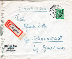 1946, 84 Pf. Auf Einschreiben Brief M. Not-Reko Zettel NORDECK ü. Giessen - Brieven En Documenten