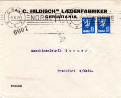 Norwegen 1925, MeF Paar 45 öre Auf Brief M. Reko Maschinenstempel V. Oslo - Brieven En Documenten