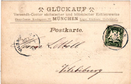 Bayern 1900, 5 Pf. Auf Kohlen Werke Glückauf-Karte V. München 8 - Usines & Industries