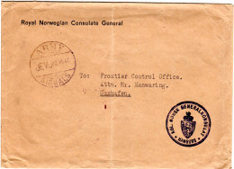 Norwegen 1947, Stpl. ARMY SIGNALS Auf Vordruck Brief Des Norw. Konsulats Hamburg - Brieven En Documenten