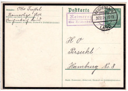 DR 1934, Landpost Stpl. REIMERSGRÜN über Reichenbach Auf 6 Pf. Trauer-Ganzsache. - Brieven En Documenten