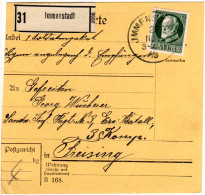 Bayern 1918, EF 60 Pf. Auf Paketkarte V. IMMENSTADT - Briefe U. Dokumente