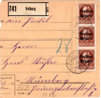 Bayern 1920, MeF 3x50 Pf. Freistaat Auf Paketkarte V. VELBURG - Briefe U. Dokumente