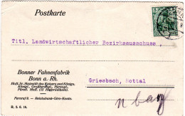 DR 1914, 5 Pf. M. Perfin Auf Firmenkarte V. Bonn - Brieven En Documenten