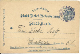 DR Private Stadtpost Darmstadt 1898, Gebr., Bisher Nicht Katalog. Ganzsache! R!! - Lettres & Documents