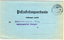 DR 1910, Post Zustellungs Urkunde M. Stpl. MERZHAUSEN (Taunus) N. Usingen. - Briefe U. Dokumente