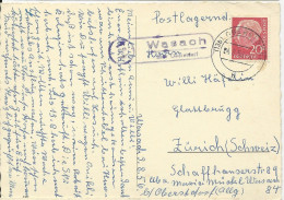 BRD 1956, Landpost Stpl. Wasach über Oberstdorf Auf Karte M. 20 Pf. #2164 - Lettres & Documents