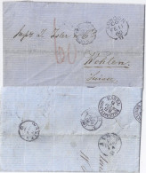 GB Schweiz 1860, Porto Brief V. London M. Vielen Stempeln. #516 - Sonstige & Ohne Zuordnung