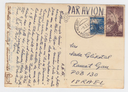 Italien 1950, 30+50 Lire Auf Luftpost Karte Milano - Israel. Destination! #2430 - Ohne Zuordnung