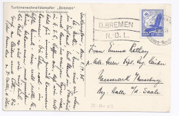 DR 1935, "Dt. Am. SP.  Bremen-NY D. Bremen NDL" Auf Schiff AK M. 15 Pf. #69 - Brieven En Documenten