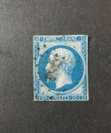 FRANCE FRANCIA 1853- 1860 NAPOLEONE 20 CENT BLEU I TYPE CAT. YVERT N. 14A OBLITERE 1384 Éguzon-Chantôme — Éguzon - 1862 Napoleon III