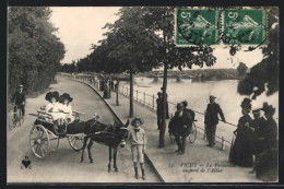 AK Vichy, La Promenade Au Bord De L`Allier, Mädchen In Kutsche Mit Eselgespann  - Anes