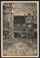 Künstler-AK Köthen, Schlosshof, Ludwigsgymnasium 1674-1924  - Koethen (Anhalt)