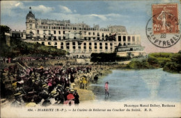 CPA Biarritz Pyrénées Atlantiques, Casino De Bellevue Au Coucher Du Soleil - Andere & Zonder Classificatie