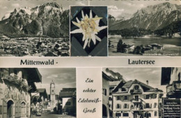 Material CPA Mittenwald In Oberbayern, Lautersee, Echte Pflanze, Edelweiß, Karwendel, Hauptstraße - Autres & Non Classés