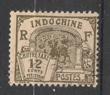 INDOCHINE - 1927 - Taxe TT N°YT. 53 - Dragon D'Annam 12c Gris-olive - Oblitéré / Used - Used Stamps