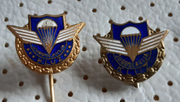 Military Army Parachuting Aviation Pilot Franjo Kluz Yugoslavia Vintage Enamel Pins - Hueste