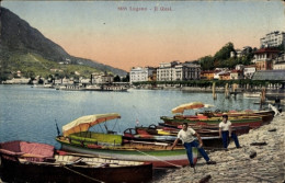 CPA Lugano Kanton Tessin Schweiz, Quai, Boote, Stadt - Autres & Non Classés