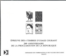 FRANCE Ca.1992:  Epreuve "200ème Ann. De La Proclamation De La République" - Prove D'artista