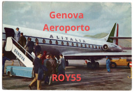 Liguria Genova Aeroporto Di Genova Aereo Alitalia Caravelle Veduta Passeggeri Che Salgono A Bordo (v.retro) - Aerodromes