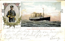 CPA Dampfschiff Kaiser Wilhelm II, Norddeutscher Lloyd Bremen, Portrait Wilhelm II - Sonstige & Ohne Zuordnung
