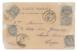 (Timbres). France. Cachets Sainte Savines Troye Quimper 1902 Etat Médiocre - Brieven En Documenten