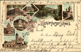 Lithographie Teterow Im Kreis Rostock, Malchin, Kurhaus, Schloss, Burg Schlitz, Schlieffenberg, Basedow,Tor - Other & Unclassified