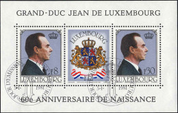 Luxembourg Bloc Obl Yv:13 Mi:13 60.Anniversaire Du Grand Duc Jean De Luxembourg (TB Cachet à Date) - Blokken & Velletjes