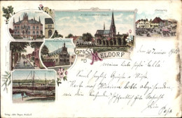 Lithographie Meldorf In Holstein, Rathaus, Marktplatz, Museum, Hafen, Kirche - Other & Unclassified