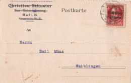 Bayern Firmenkarte Mit Tagesstempel Hof 1919 Christian Schuster Bauunternehmer - Briefe U. Dokumente